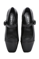 Women's Black Banded Leather Ballerinas | Derimod