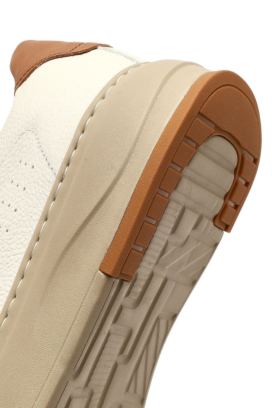Men's White Lace-Up Thick-Soled Leather Sneaker