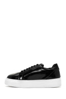 Women's Black Patent Leather Thick Soled Sneaker | Derimod