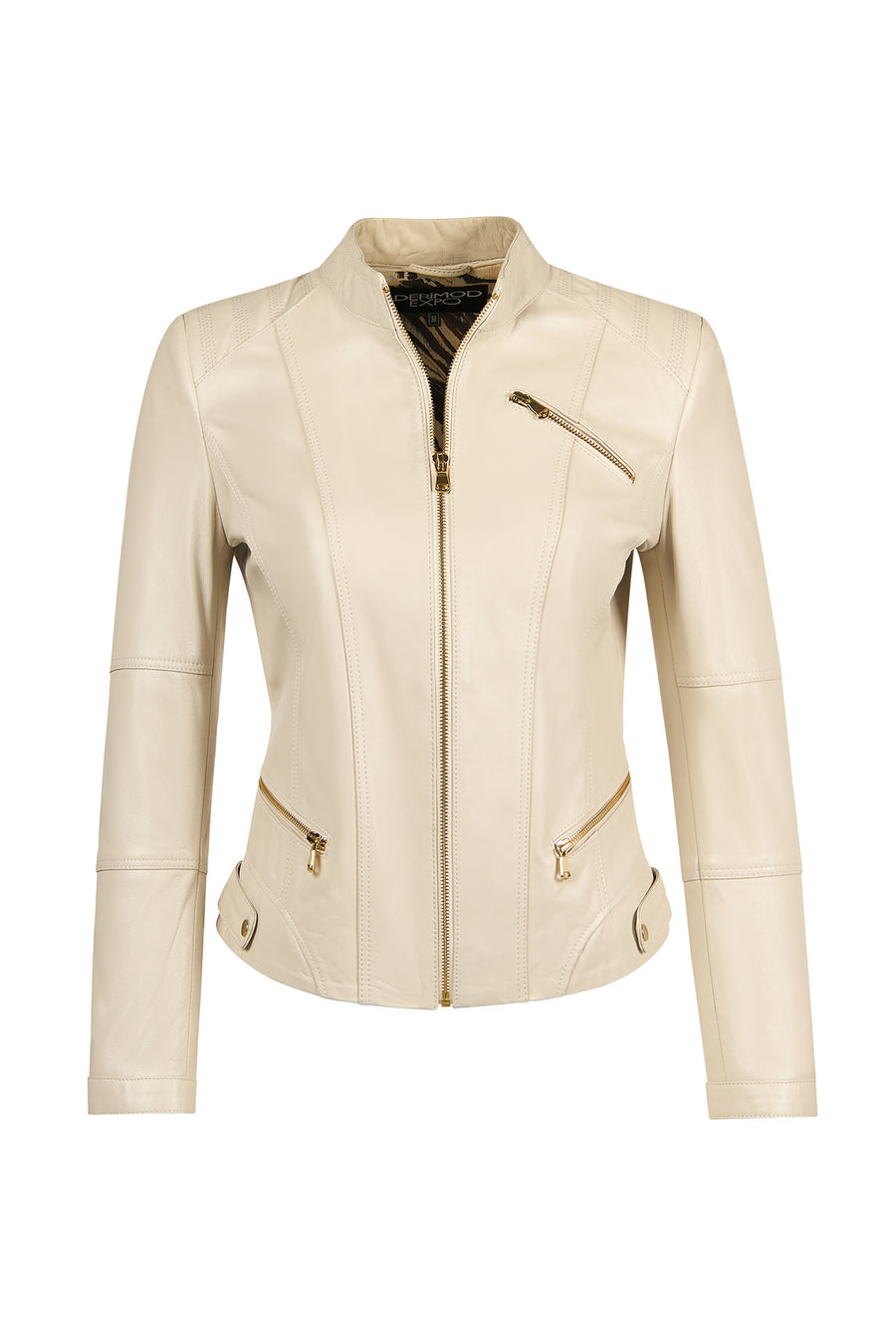 Donna Women's Beige Short Leather Jacket