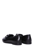 Women's Black Leather Buckle Loafer | Derimod