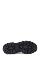 Woman Black Zip Closure Chunky-Heeled Suede Combat Boots | Derimod