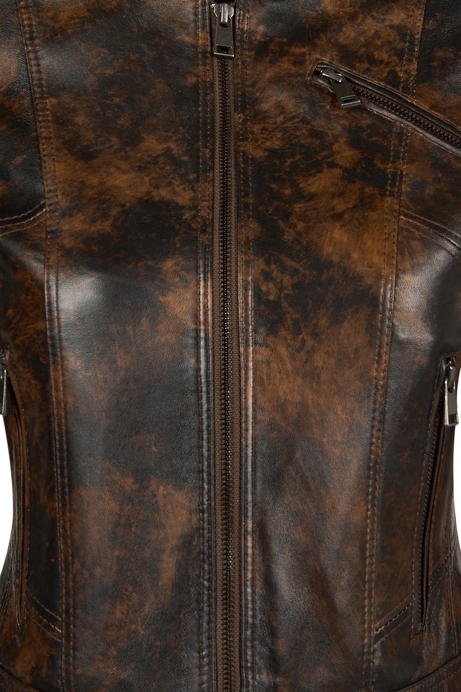 Kylie Woman Bronze Short Leather Jacket