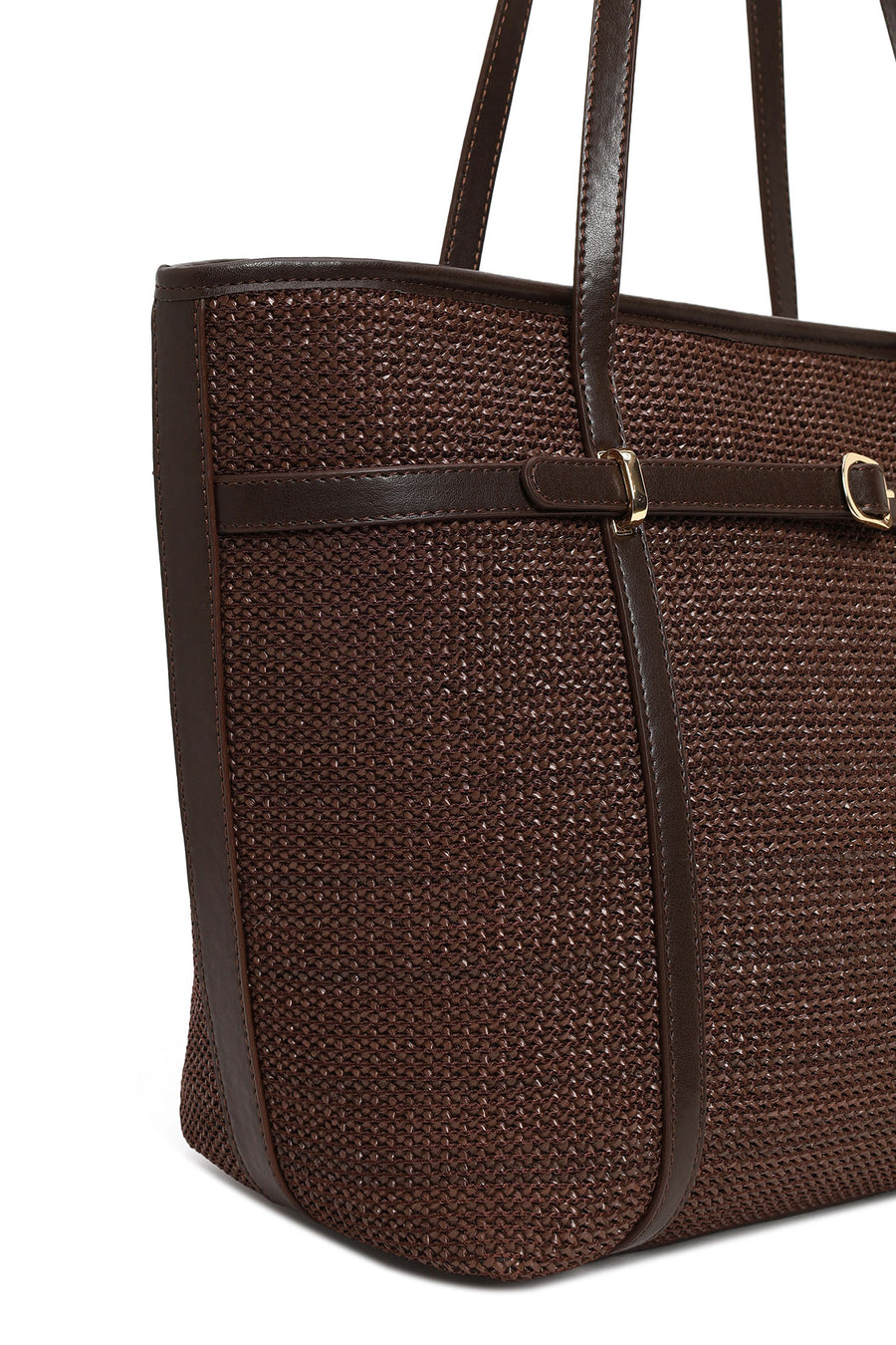 Woman Brown Straw Shoulder Bag