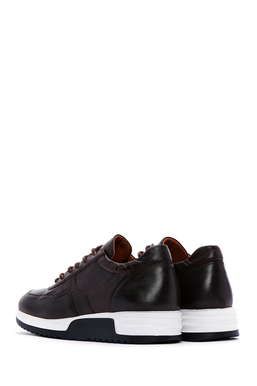 Men's Brown Lace-Up Leather Casual Sneaker