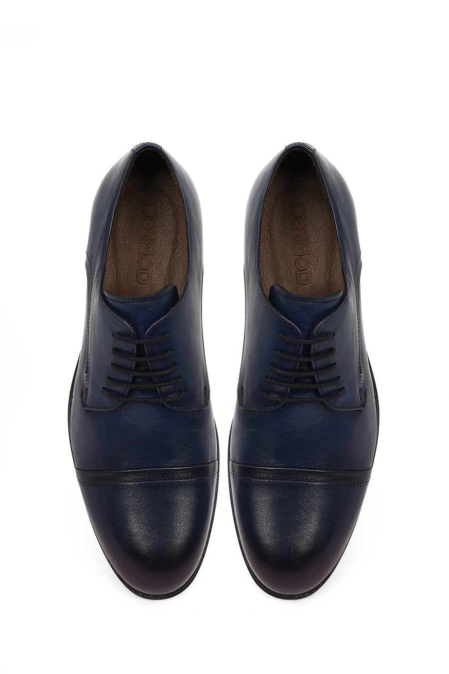 Men's Navy Blue Lace-Up Leather Classic Shoes