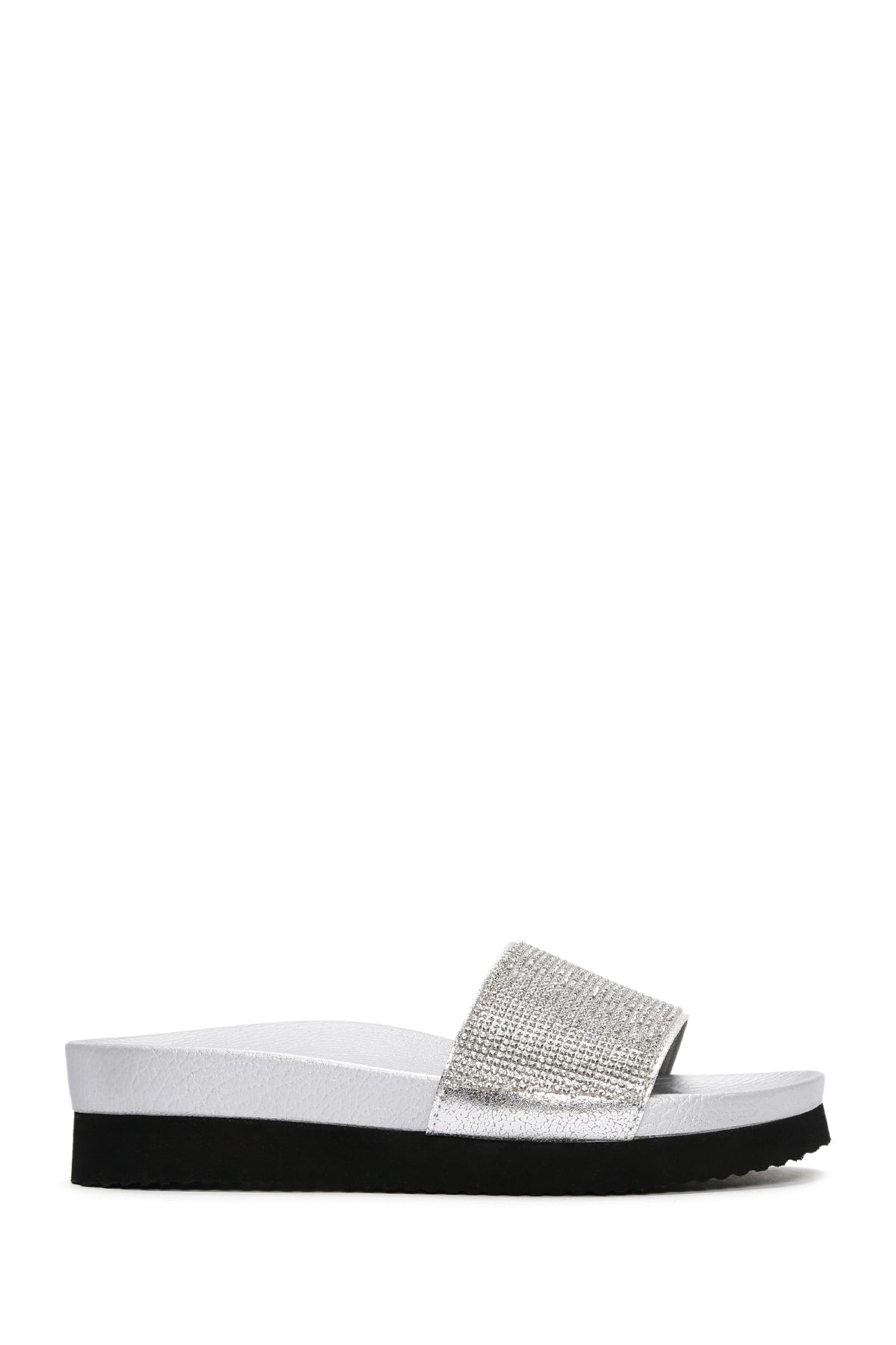 Women's Silver Thick Soled Stone Slippers 24SFE235314 | Derimod