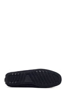Men's Navy Blue Tassel Suede Leather Loafer | Derimod