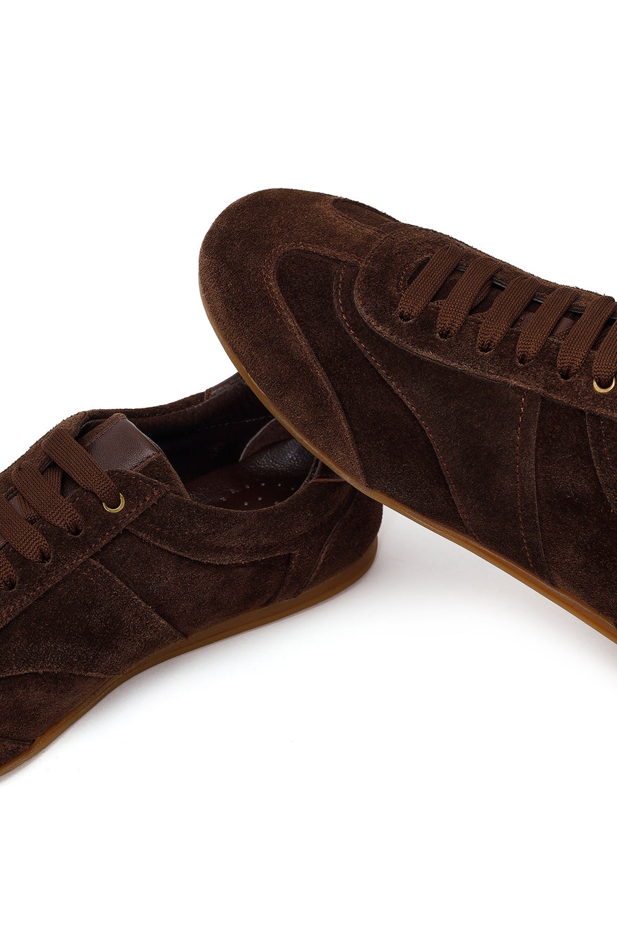 Women's Brown Lace-up Suede Leather Sneaker