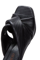 Women's Black Leather Heeled Slippers | Derimod