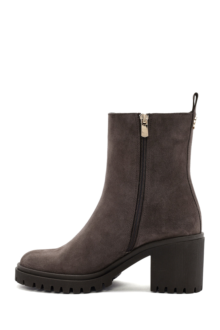 Woman Mink Suede Zippered Heels Leather Boat