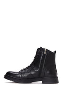 Men's Black Leather Zippered Casual Boots | Derimod