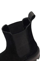 Woman Black Thick-Soled Suede Chelsea Boots | Derimod