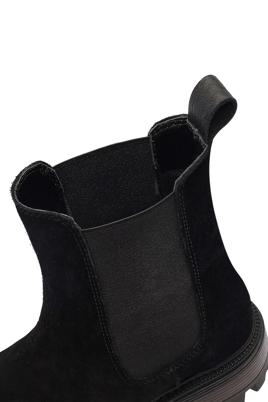 Woman Black Thick-Soled Suede Chelsea Boots