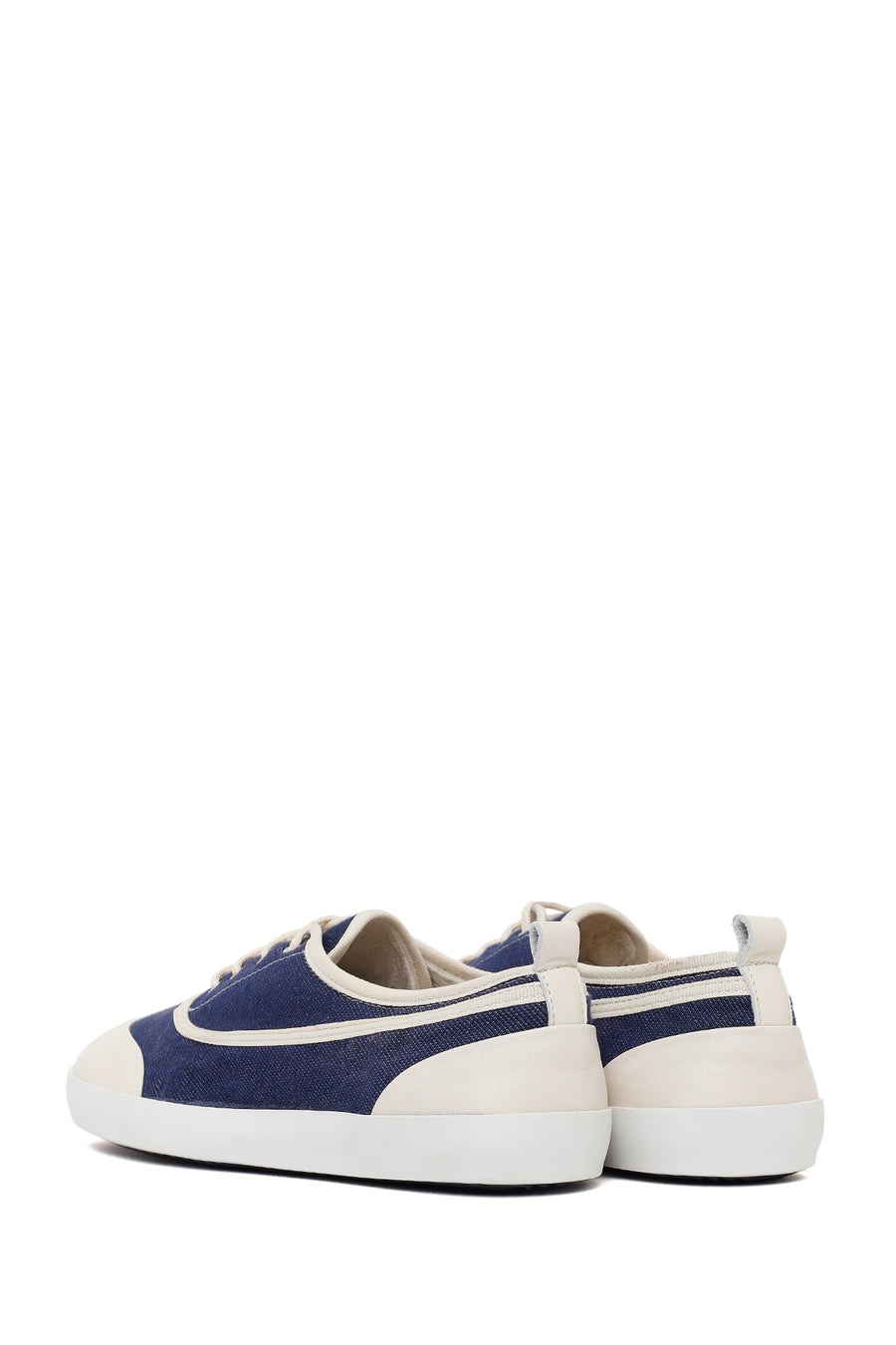 Woman Blue Lace-Up Jean Leather Sneaker