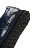 Men's Navy Blue Leather Thick Soled Sneaker | Derimod