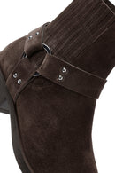 Women's Brown Suede Leather Cowboy Boots | Derimod