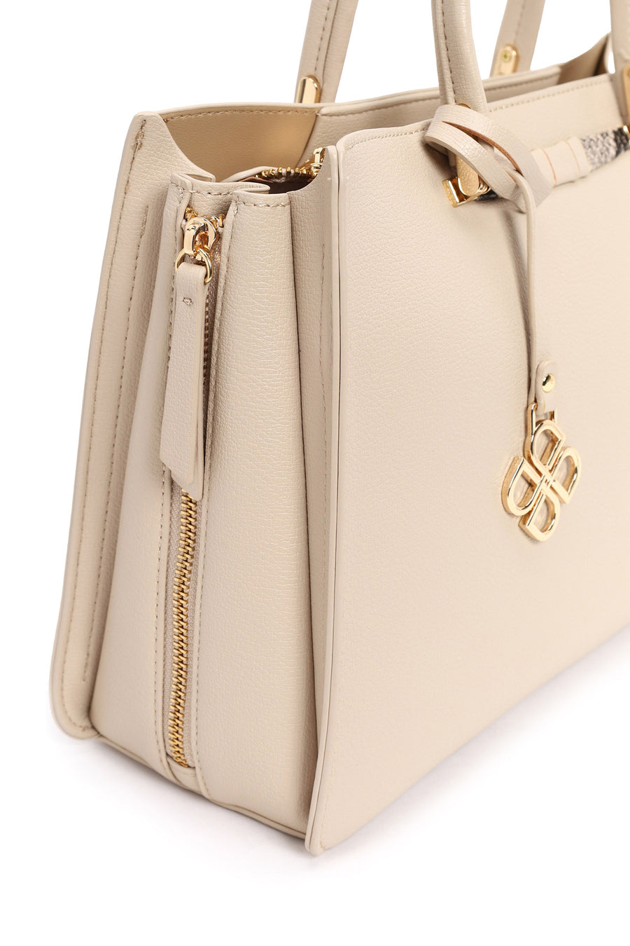Woman Beige Long-Strap Shoulder Bag