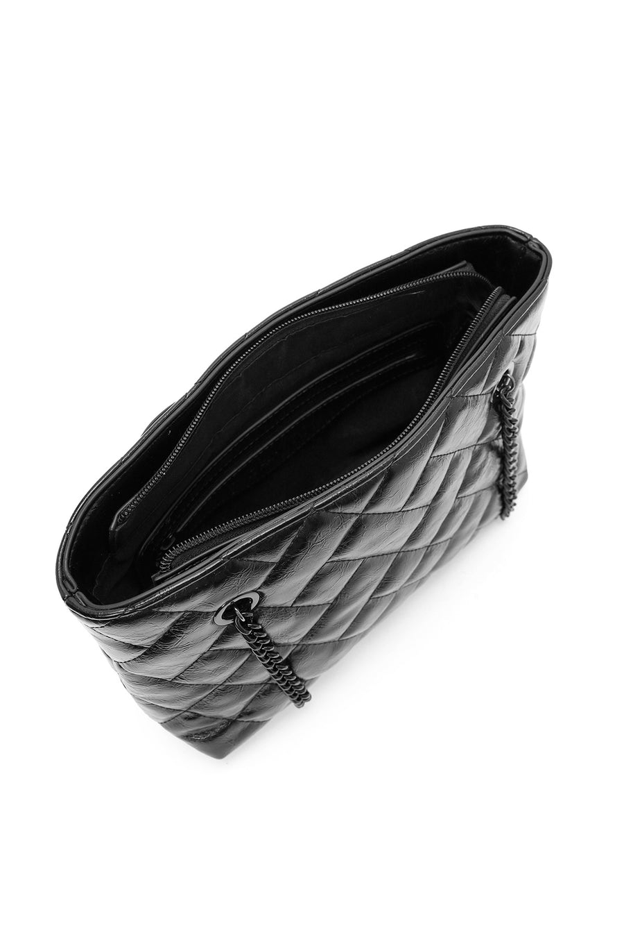 Women's Black Long Chain Strap Quilted Shoulder Bag
