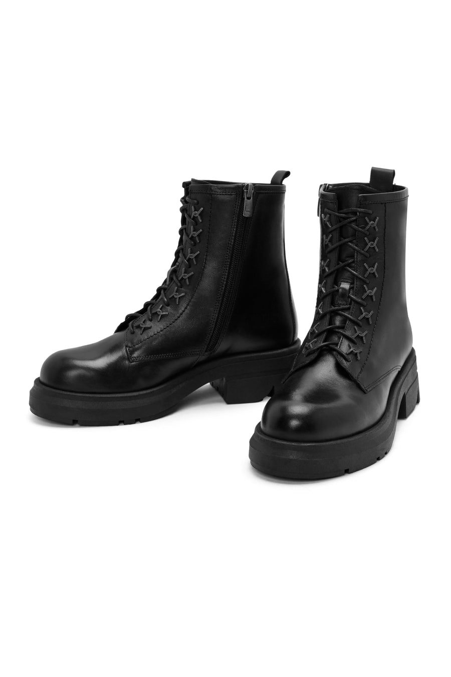 Women's Black Zippered Leather Boots