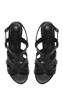 Woman Black Ankle Buckle Chunky Heeled Sandals | Derimod