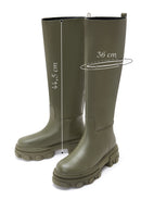 Kadın Haki Deri Kalın Tabanlı Çizme | Derimod