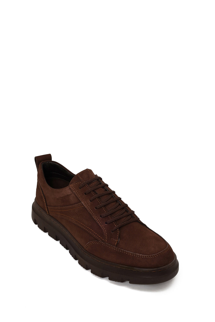 Male Brown Lace-Up Nubuck Leather Casual Sneaker