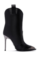 Women's Black Thin Heeled Leather Boots | Derimod