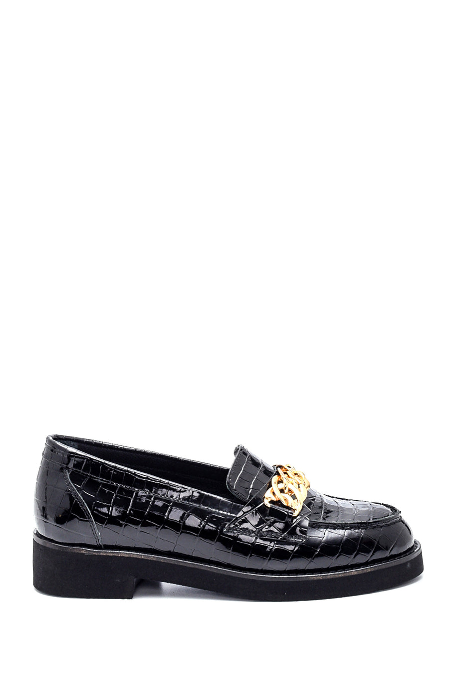 Kadın Deri Zincirli Kroko Loafer 21WFD1304E3 | Derimod