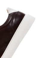 Erkek Kahverengi Kalın Tabanlı Bağcıklı Deri Sneaker | Derimod
