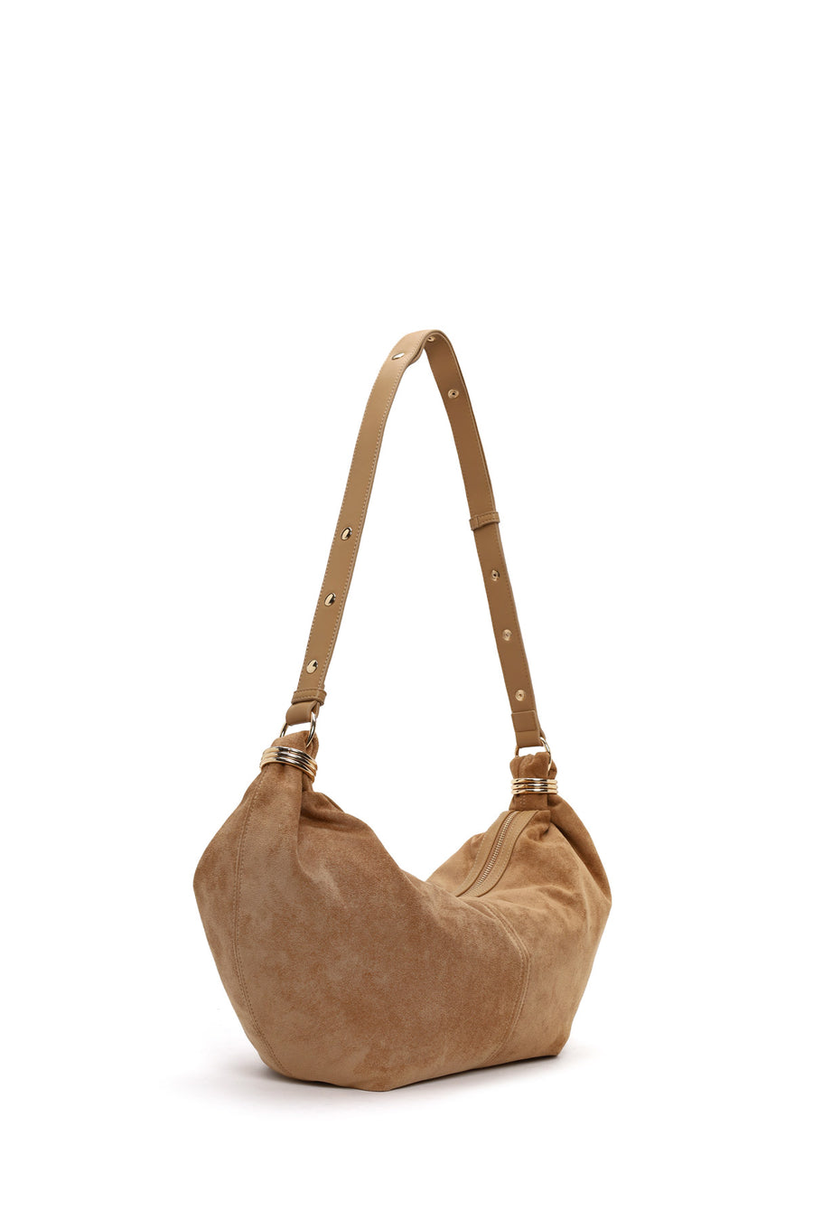 Woman Beige Suede Shoulder Bag