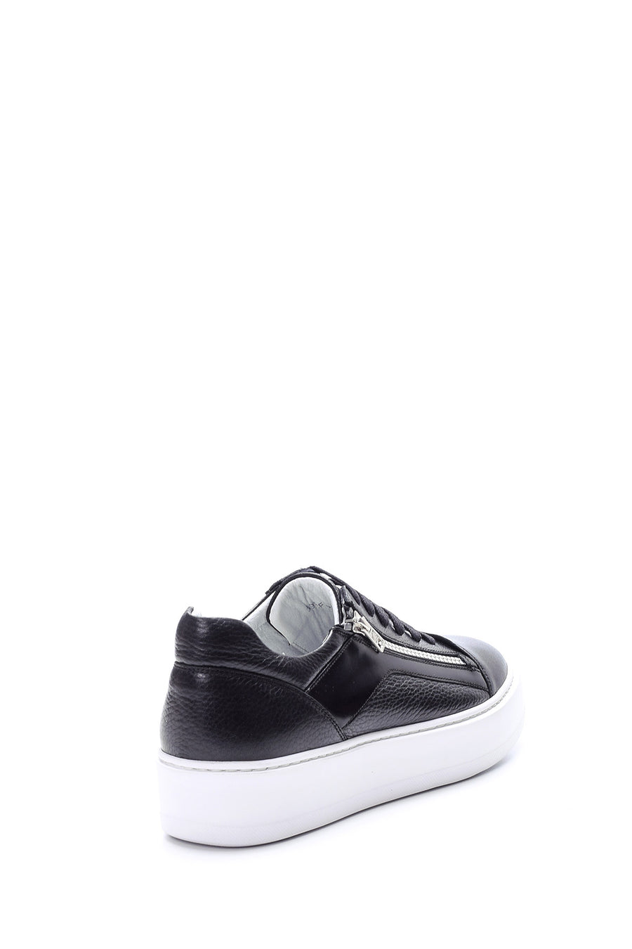 Erkek Fermuar Detaylı Deri Sneaker
