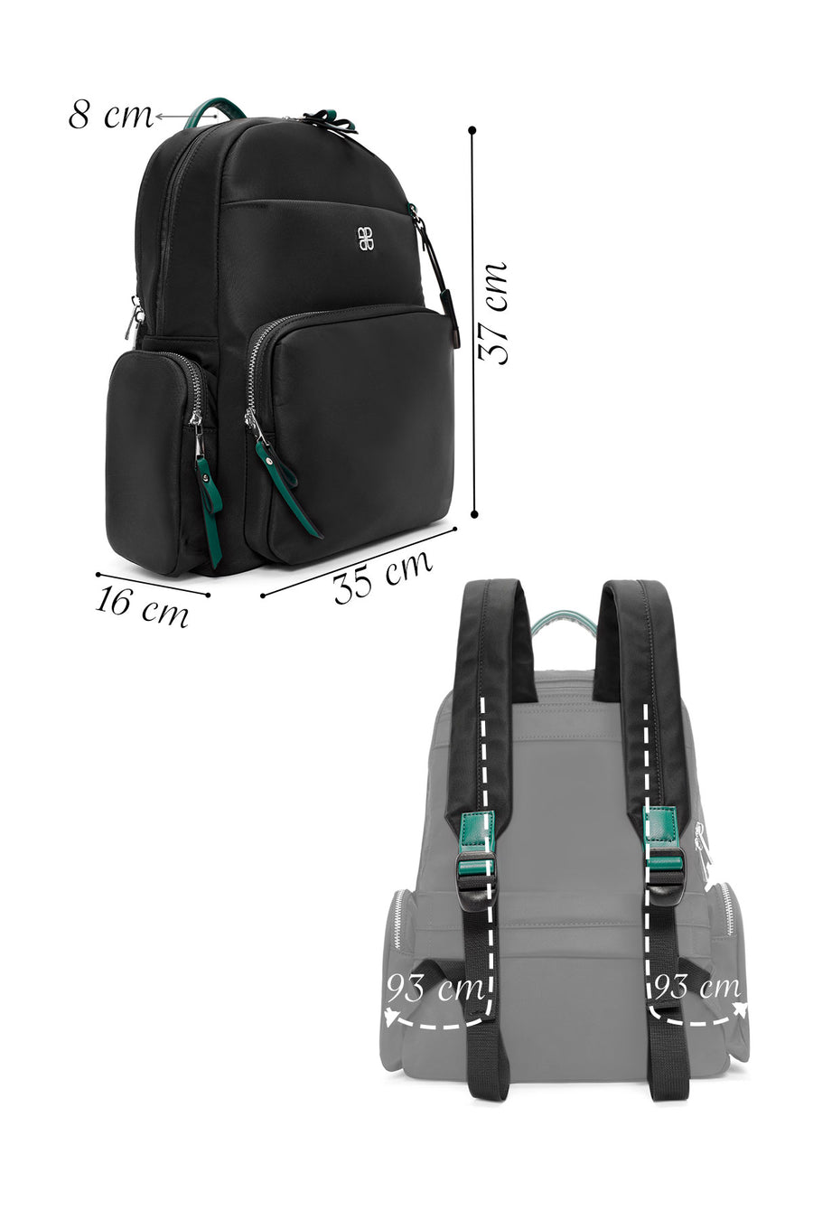 Women's Black Fabric Backpack