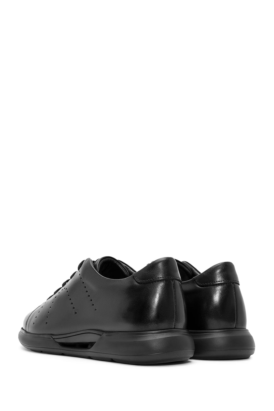 Erkek Siyah Bağcıklı Deri Sneaker