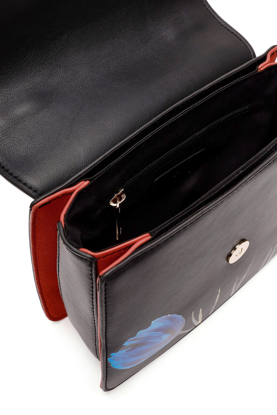 Women's Black Long Strap Printed Shoulder Bag