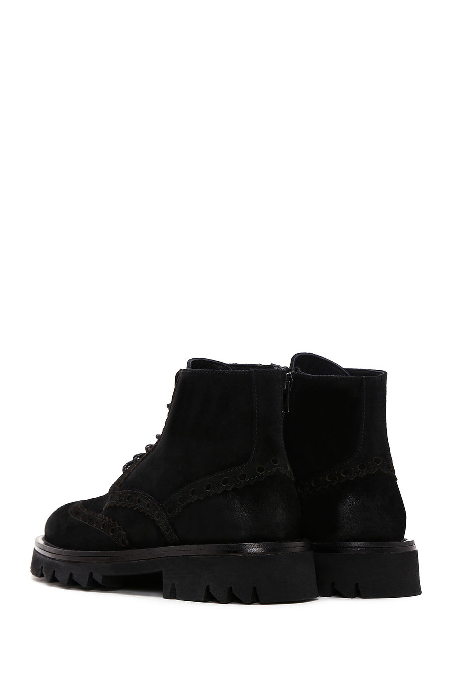 Men's Black Suede Leather Zippered Boots