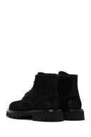 Men's Black Suede Leather Zippered Boots | Derimod