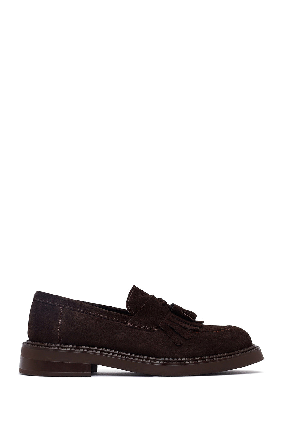 Woman Brown Tasselled Suede Loafer AF450007DS | Derimod