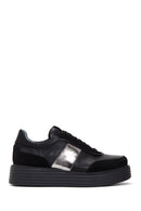 Women's Black Leather Thick Soled Sneaker | Derimod