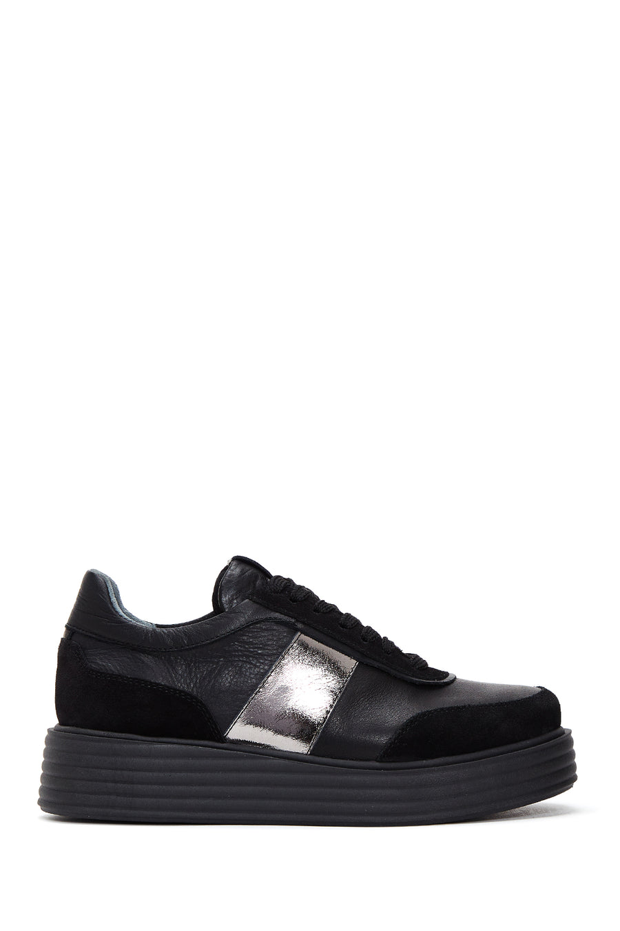 Kadın Siyah Deri Kalın Tabanlı Sneaker 22WFD371014 | Derimod