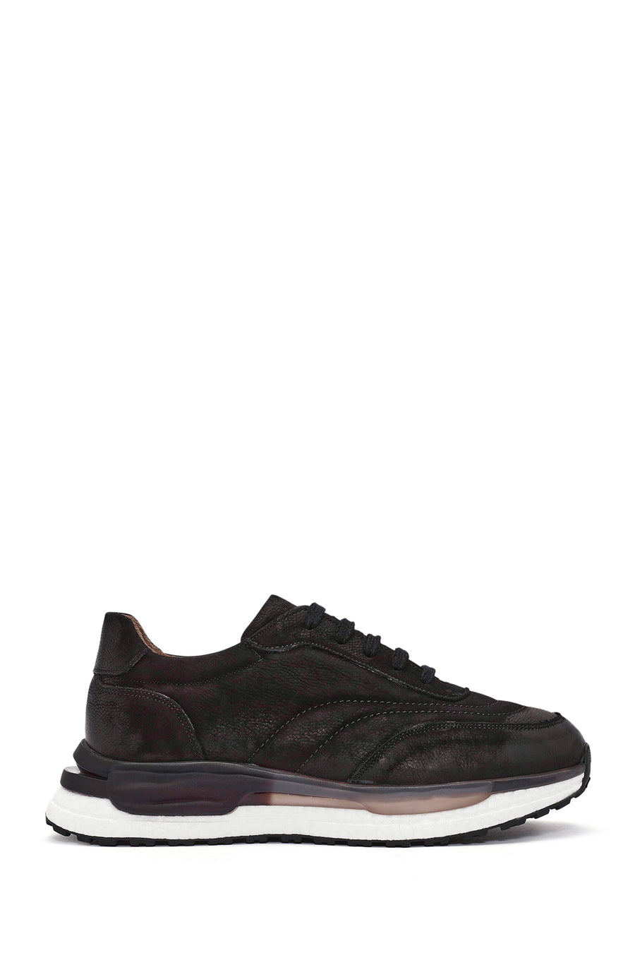 Men's Black Lace-Up Nubuck Leather Sneakers 24WFD6712V3 | Derimod