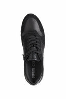 Geox Women's Black Tabelya Thick Soled Leather Sneaker | Derimod