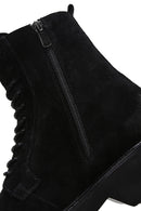 Men's Black Suede Leather Zippered Boots | Derimod