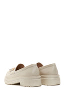 Women's Beige Leather Tassel Loafer | Derimod