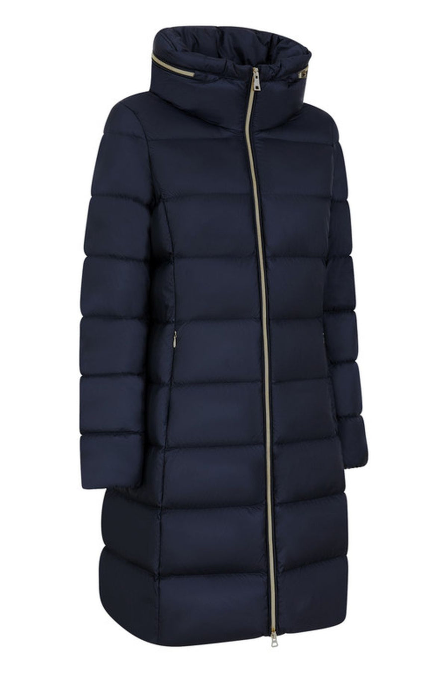 Geox Kadın Lacivert Charlene Slim Fit Kapüşonlu Uzun Mont