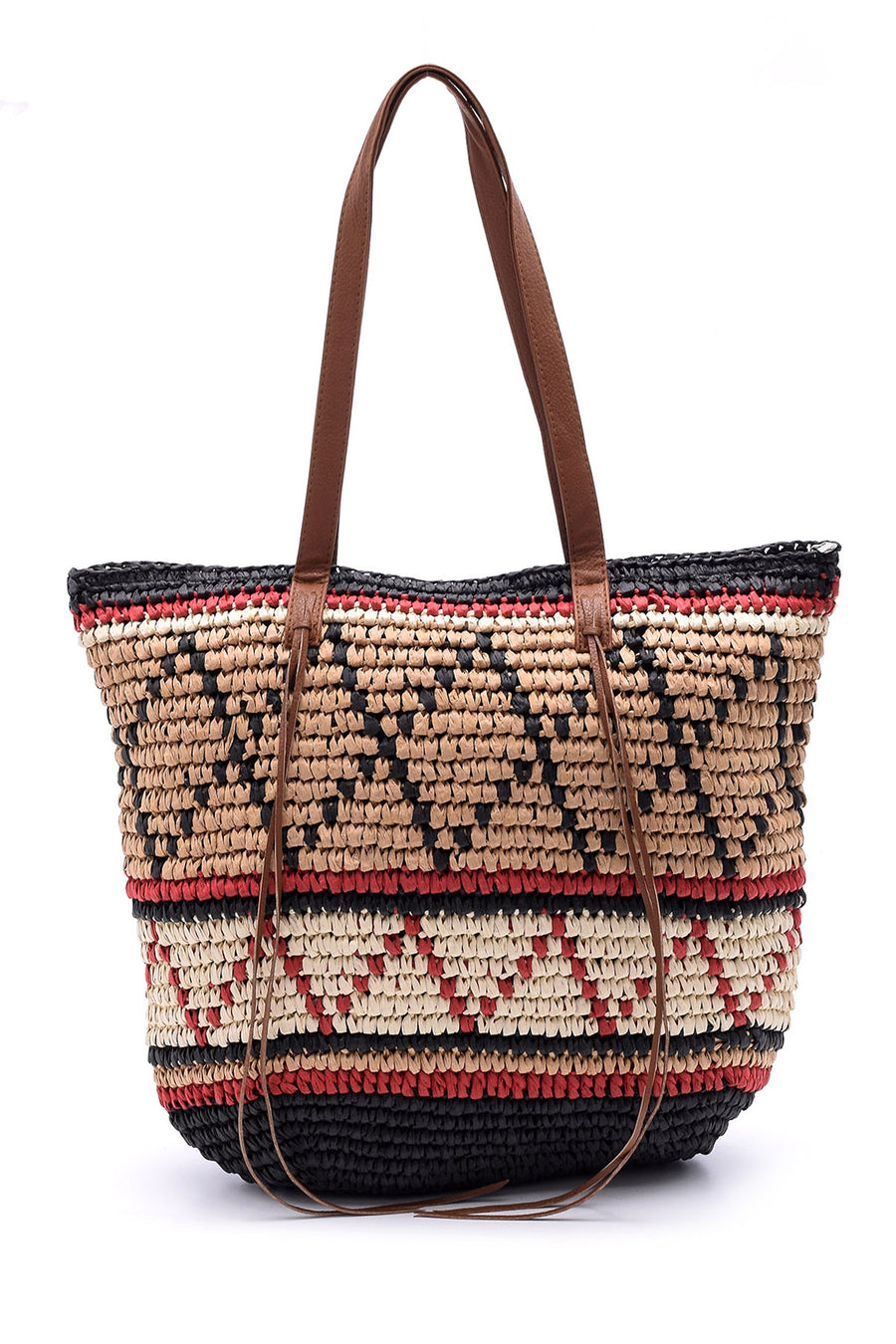 Women's Patterned Straw Bag