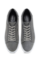 Men's Gray Nubuck Leather Sneaker | Derimod