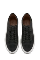 Men's Black Lace-up Thick-Sole Leather Sneaker | Derimod