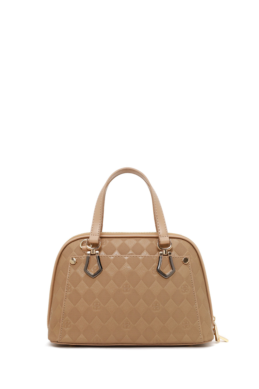 Woman Beige Long-Strap Printed Shoulder Bag
