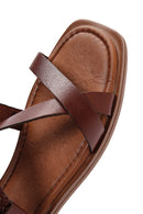 Women's Brown Leather Bodrum Sandals | Derimod